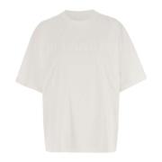 Katoenen T-shirt met Reliëf Logo Jil Sander , White , Dames