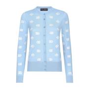 Cardigan met bedrukt logo Dolce & Gabbana , Blue , Dames