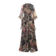 Bloemenprint Maxi Jurk Etro , Multicolor , Dames