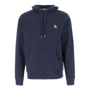 Navy Blauwe Katoenen Hoodie met Logo Maison Kitsuné , Blue , Heren