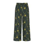 Zijden Pyjamabroek met Paardenbloemprint Burberry , Green , Dames