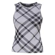 Vintage Check Print Mouwloze Top Grijs Burberry , Gray , Dames