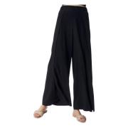 Elegant Wide-Leg Linen Pants Bizuu , Black , Dames