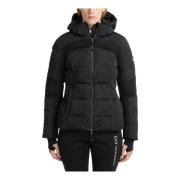 Abstracte Ski Jas met Capuchon Emporio Armani EA7 , Black , Dames