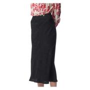 Elegant Jacquard Midi Skirt Bizuu , Black , Dames