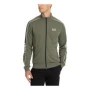 Effen Sweatshirt met Rits en Logo Emporio Armani EA7 , Green , Heren