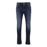 Stretch Cotton Denim Slim Fit Jeans Jacob Cohën , Blue , Heren