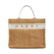 Bruine Raffia East/West Tote Tas Marni , Brown , Dames