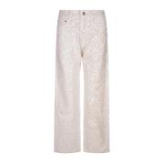 Witte Pailletten Straight-Leg Jeans P.a.r.o.s.h. , White , Dames