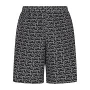 Zijden Logo Print Shorts Burberry , Black , Heren