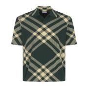 Geruite Wolmix Poloshirt Burberry , Green , Heren