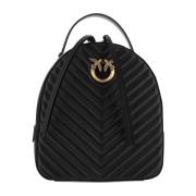 Gewatteerde Chevron Leren Rugzak Pinko , Black , Dames