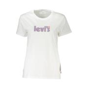 Witte Katoenen Logo Print T-Shirt Levi's , White , Dames