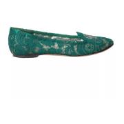 Groene Taormina Lace Slip On Flats Dolce & Gabbana , Green , Dames