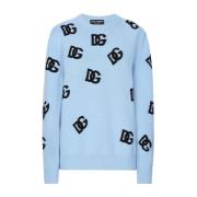 Geborduurde Logo Jersey Trui Dolce & Gabbana , Blue , Dames