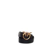 Love Birds Leren Riem Zwart Goud Pinko , Black , Dames