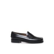 Zwarte Leren Instappers Sebago , Black , Heren