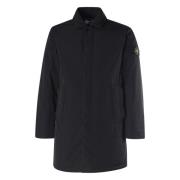 Zwarte Jas Grote Zakken Verborgen Rits Stone Island , Black , Heren