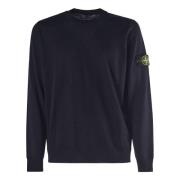 Blauwe Wol Ronde Kraag Trui Stone Island , Blue , Heren