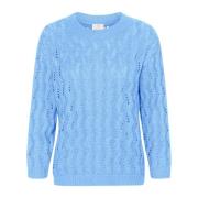 Blauwe Gebreide Pullover Trui met Gaten Kaffe , Blue , Dames