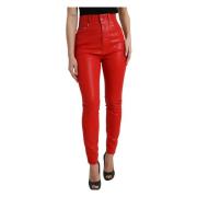 Rode High Waist Skinny Denim Jeans Dolce & Gabbana , Red , Dames