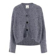 Blauwe Cashmere Zijde V-hals Cardigan Allude , Blue , Dames