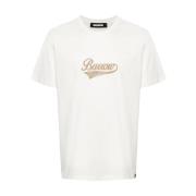 Crew Neck T-shirt met Print voor en achter Barrow , White , Heren