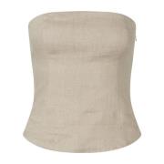 Chinchilla Linnen Bandeau Top Samsøe Samsøe , Beige , Dames