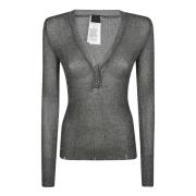 Geribbelde Gebreide Glitter Top Pinko , Gray , Dames