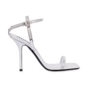 Zilver Metallic Stiletto Sandalen Moschino , Gray , Dames