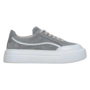 Dames Grijze Lage Sneakers gemaakt van Echt Italiaans Velours Er001156...