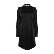 Zwarte Satijnen Jurk met Faux-Parel Details Moschino , Black , Dames