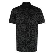 Barok Jacquard Katoen Polo Zwart Versace , Black , Heren