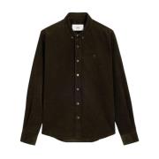 Ribfluwelen Button-Down Shirt Ami Paris , Brown , Heren