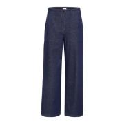 Hoge Taille Flare Denim Broek Saint Tropez , Blue , Dames