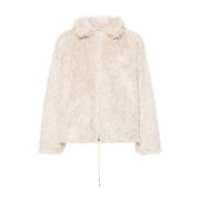 Faux Shearling Logo Patch Jas Marni , Beige , Heren