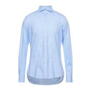 Geborduurd Logo Katoenen Shirt Aquascutum , Blue , Heren