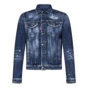 Faded Blue Denim Worker Jacket Dsquared2 , Blue , Heren