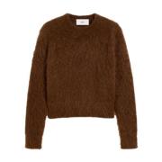 Ochre Brown Wool Blend Sweater Ami Paris , Brown , Heren