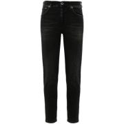 Zwarte Skinny Jeans met Whiskering Dondup , Black , Dames