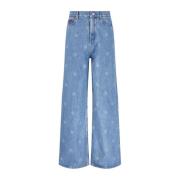 Blauwe Wide Leg Jeans met All-Over Print Martine Rose , Blue , Heren