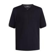 Blauw Geborduurd Logo V-hals T-shirt Jacquemus , Blue , Heren