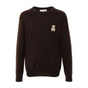 Bruine Gebreide Trui met Teddybeer Motief Moschino , Brown , Heren