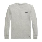 Wafel Piqué Logo Geborduurd Pyjamashirt Ralph Lauren , Gray , Heren