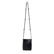 Minimalistische Leren Crossbody Tas met Rivetten Jil Sander , Black , ...