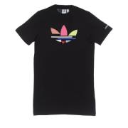 Zwart Tee Jurk Korte Mouw Adidas , Black , Dames