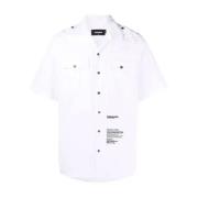 Witte Cuban Collar Shirt Ss22 Dsquared2 , White , Heren