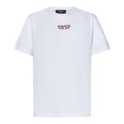 Wit Katoenen Jersey T-Shirt met Lettering Dsquared2 , White , Heren