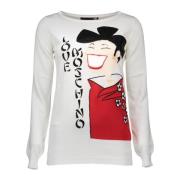 Witte Embellished Sweater Love Moschino , White , Dames