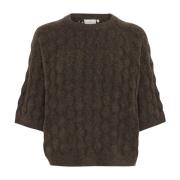 Bruin Melange Gebreide Pullover Trui Kaffe , Gray , Dames